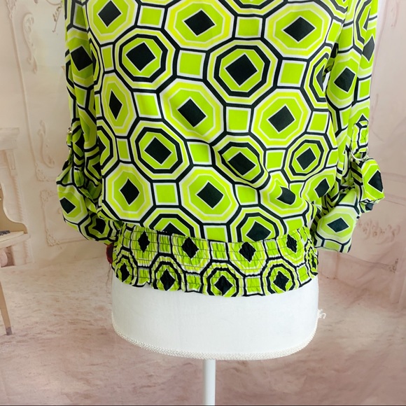 Michael Kors lime Green Diamond Print blouse - Picture 3 of 12